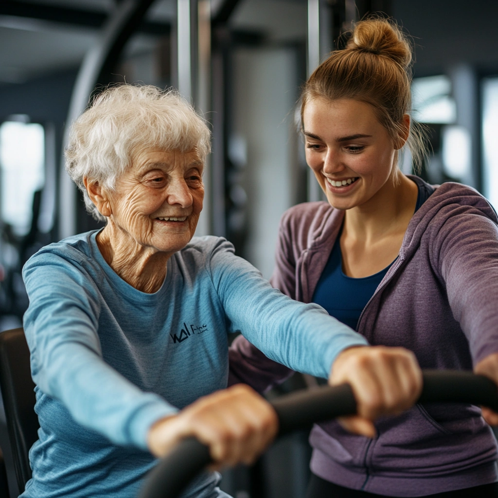 Пенсіонери на тренуванні з інструктором